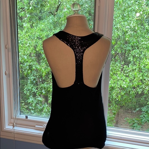 D’CLOSET Black sequined y-back tank top - Picture 3 of 5